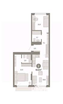 2-к квартира, вторичка, 64м2, 4/9 этаж