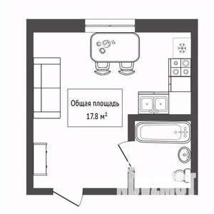Студия квартира, вторичка, 18м2, 3/5 этаж