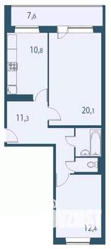 2-к квартира, строящийся дом, 63м2, 14/17 этаж