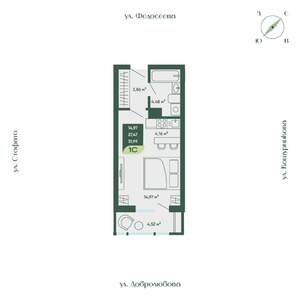1-к квартира, строящийся дом, 32м2, 2/18 этаж