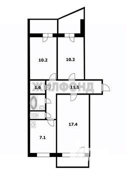 3-к квартира, вторичка, 61м2, 5/9 этаж