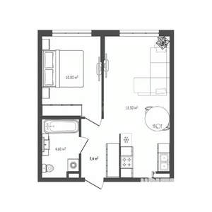 2-к квартира, вторичка, 39м2, 9/26 этаж