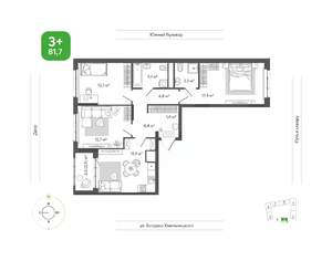 3-к квартира, вторичка, 82м2, 4/11 этаж