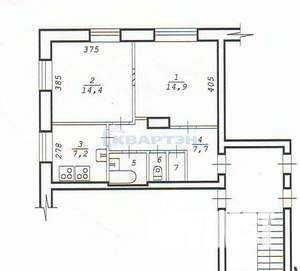 2-к квартира, вторичка, 49м2, 5/5 этаж