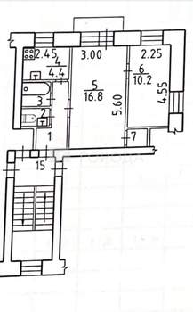 2-к квартира, вторичка, 40м2, 2/2 этаж