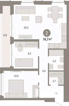 2-к квартира, вторичка, 75м2, 20/23 этаж