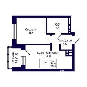 1-к квартира, вторичка, 36м2, 10/20 этаж