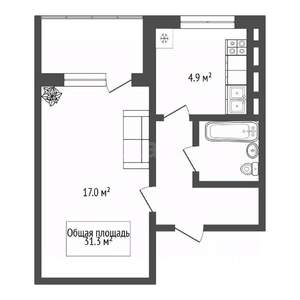 1-к квартира, вторичка, 31м2, 6/9 этаж