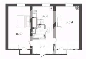 2-к квартира, вторичка, 44м2, 4/4 этаж