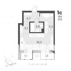 1-к квартира, вторичка, 38м2, 6/17 этаж