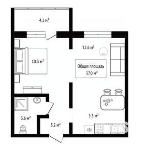 1-к квартира, вторичка, 37м2, 7/17 этаж