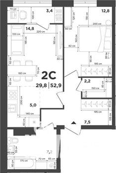 2-к квартира, вторичка, 50м2, 8/9 этаж