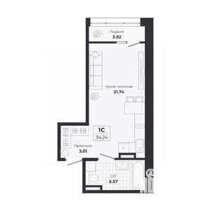 Студия квартира, строящийся дом, 30м2, 7/9 этаж