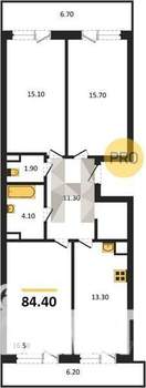 3-к квартира, вторичка, 84м2, 3/15 этаж