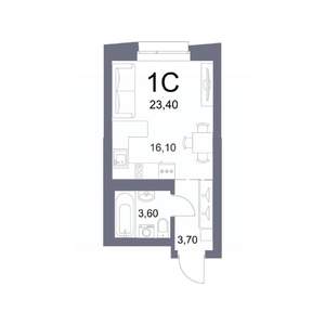 Студия квартира, вторичка, 23м2, 12/25 этаж