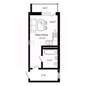 Студия квартира, вторичка, 25м2, 16/17 этаж