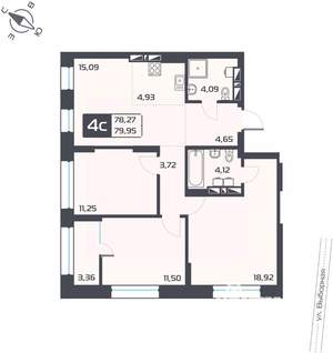 4-к квартира, вторичка, 80м2, 15/25 этаж