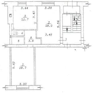 2-к квартира, вторичка, 56м2, 1/5 этаж