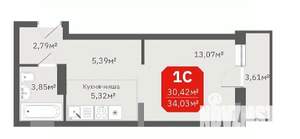 Студия квартира, строящийся дом, 30м2, 10/17 этаж