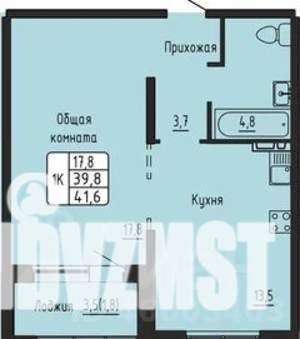 1-к квартира, вторичка, 42м2, 12/17 этаж