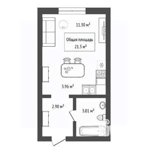 Студия квартира, вторичка, 21м2, 1/20 этаж