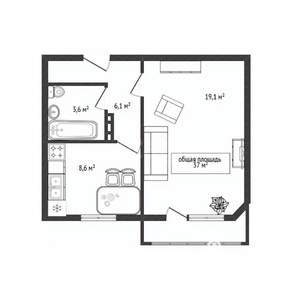 1-к квартира, вторичка, 37м2, 9/10 этаж