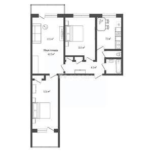 3-к квартира, вторичка, 62м2, 2/9 этаж