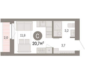 Студия квартира, вторичка, 21м2, 4/23 этаж