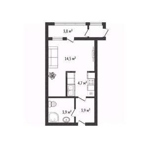 Студия квартира, вторичка, 27м2, 3/23 этаж