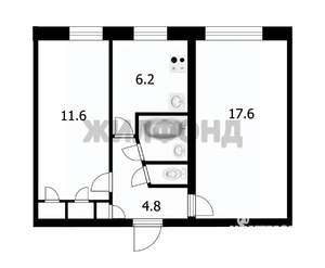 2-к квартира, вторичка, 45м2, 1/5 этаж
