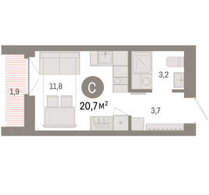 Студия квартира, вторичка, 21м2, 6/23 этаж