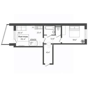 2-к квартира, вторичка, 37м2, 6/12 этаж