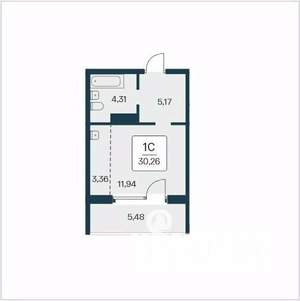 Студия квартира, вторичка, 30м2, 3/25 этаж
