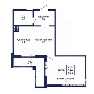 2-к квартира, вторичка, 44м2, 3/14 этаж