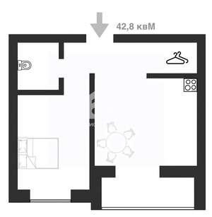 2-к квартира, вторичка, 43м2, 6/9 этаж