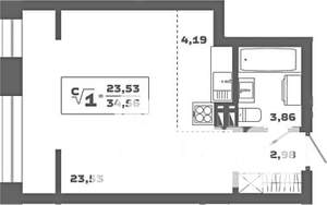 Студия квартира, вторичка, 35м2, 9/19 этаж