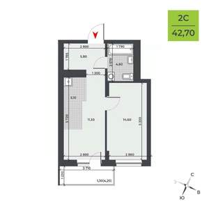 2-к квартира, вторичка, 43м2, 10/21 этаж