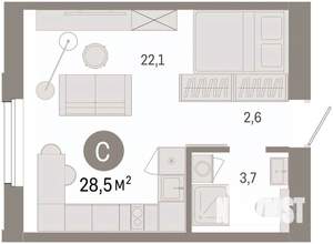 Студия квартира, вторичка, 28м2, 4/9 этаж