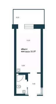 Студия квартира, строящийся дом, 28м2, 13/19 этаж
