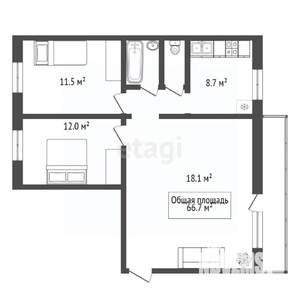 3-к квартира, вторичка, 67м2, 10/10 этаж