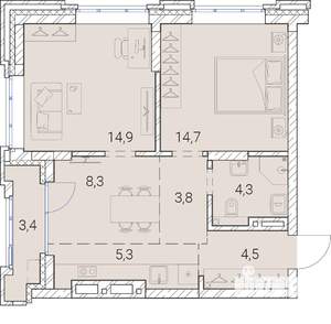 3-к квартира, вторичка, 59м2, 16/25 этаж