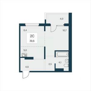 2-к квартира, вторичка, 40м2, 11/17 этаж