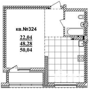 Студия квартира, вторичка, 50м2, 4/19 этаж