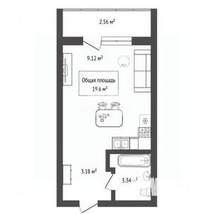 Студия квартира, вторичка, 19м2, 7/17 этаж