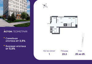 Студия квартира, вторичка, 23м2, 25/25 этаж