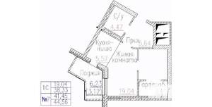 1-к квартира, строящийся дом, 45м2, 10/24 этаж