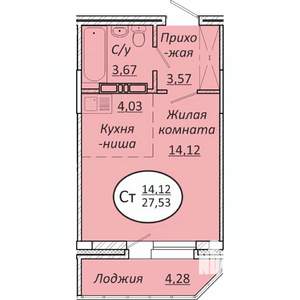 Студия квартира, вторичка, 28м2, 4/25 этаж
