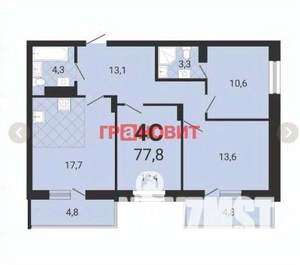 4-к квартира, вторичка, 78м2, 5/14 этаж