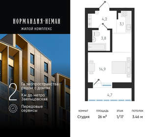 Студия квартира, вторичка, 26м2, 1/18 этаж