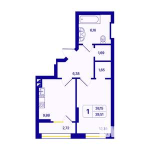 1-к квартира, вторичка, 40м2, 6/26 этаж